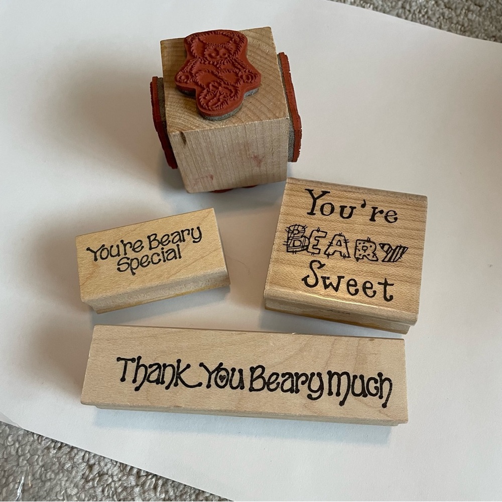 Bear Sayings Rubber Stamp set, You’re Beary Sweet, You’re Beary Special, 90’s